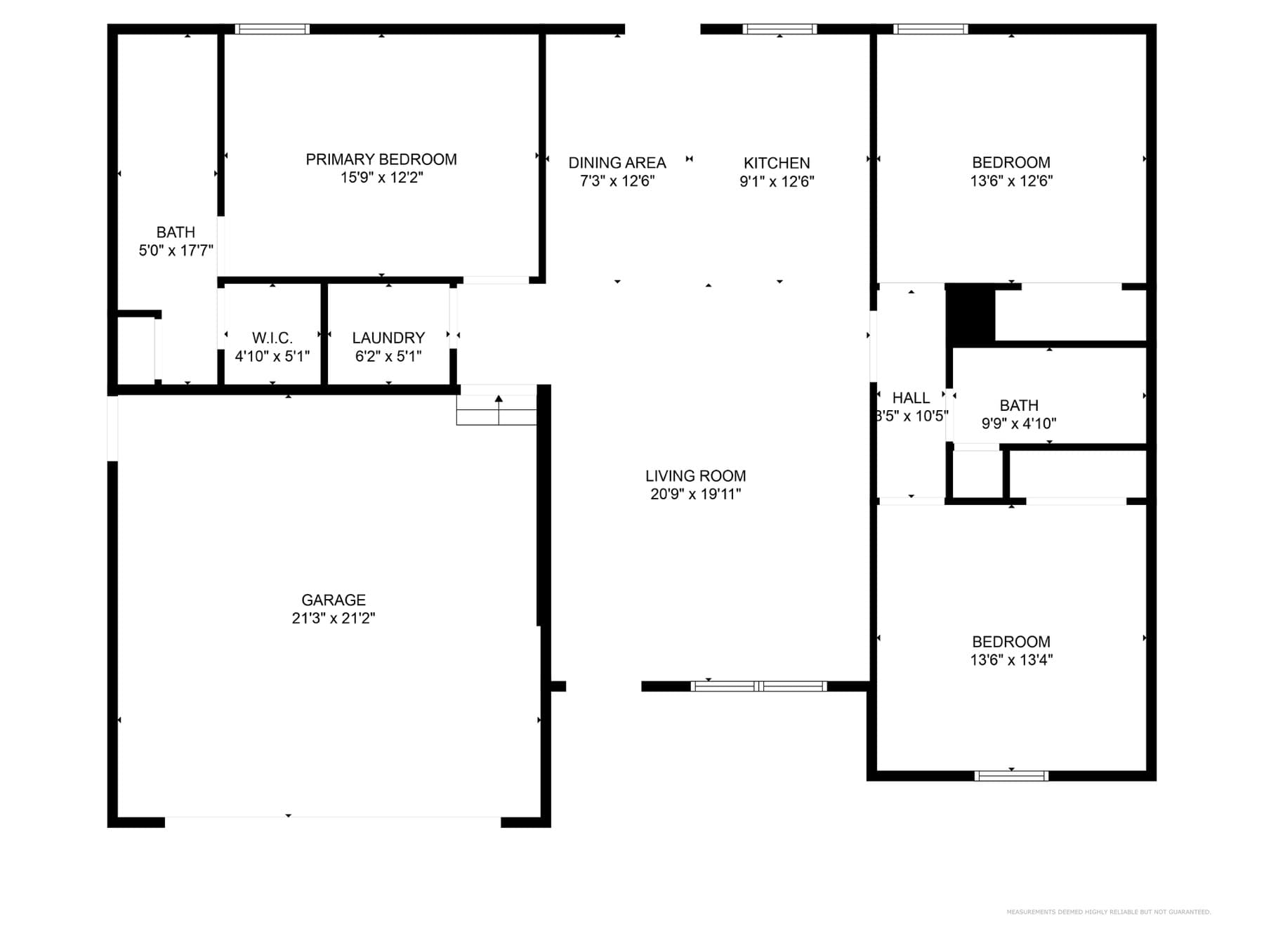 Measured floor plan with room dimensions for a Shelbyville TN home listing